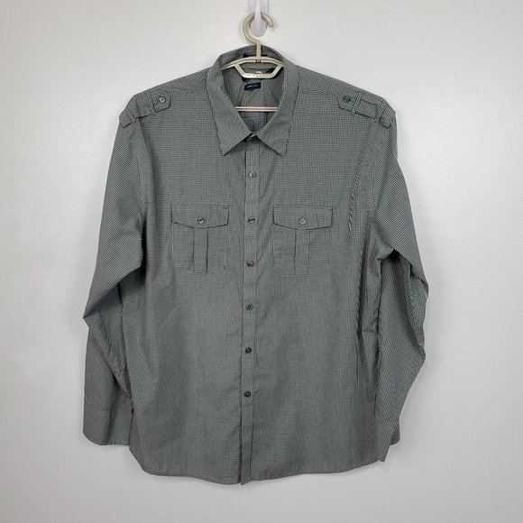 Van Heusen Other - Van Heusen Studio Slim Fit Wrinkle Free Plaid Shirt W/Epaulets SZ XXL 18-18 1/2)